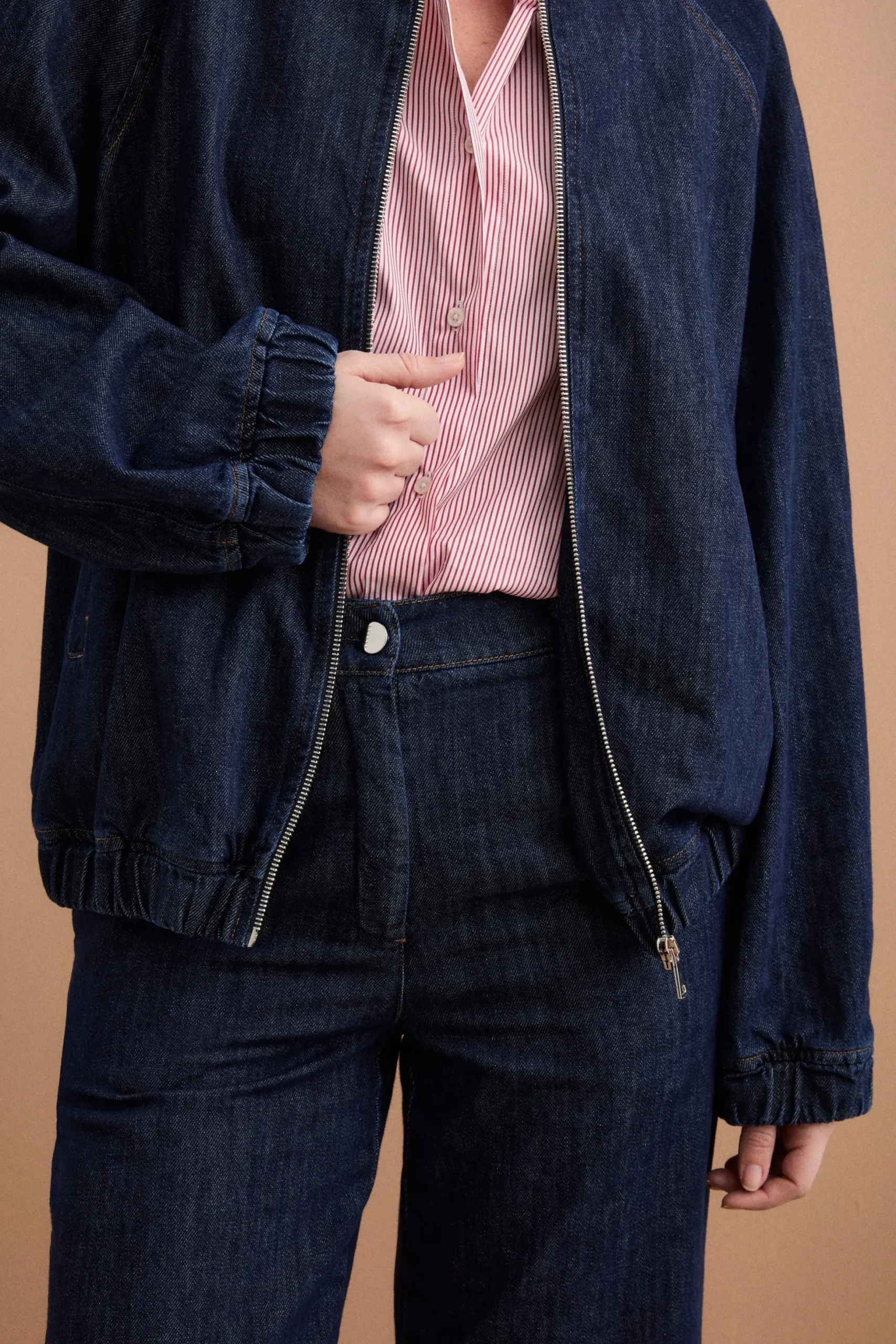 Bomber di Jeans Sfoderato con Zip - DENIM