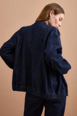 Bomber di Jeans Sfoderato con Zip - DENIM