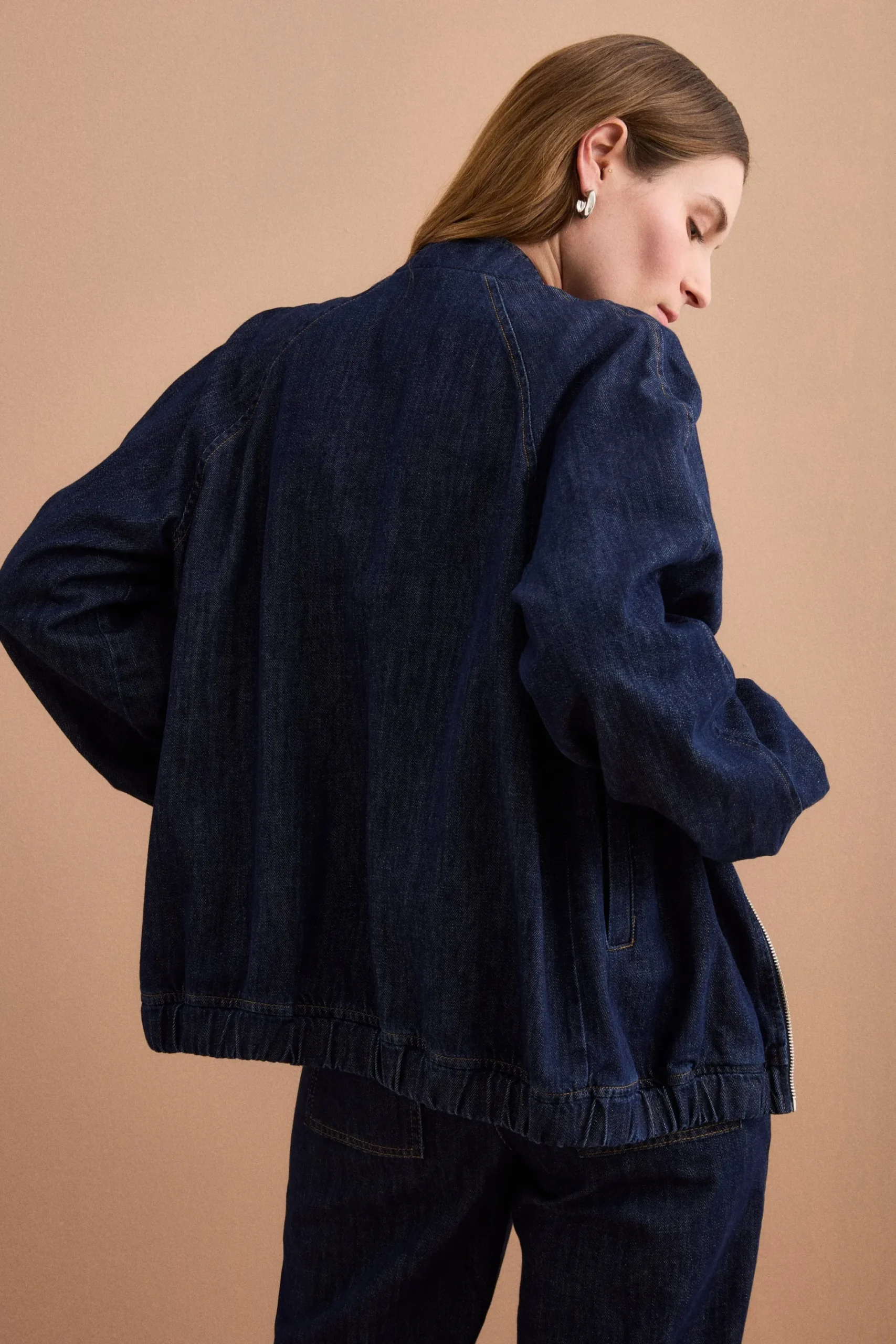 Bomber di Jeans Sfoderato con Zip - DENIM