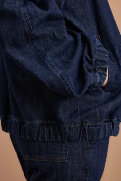 Bomber di Jeans Sfoderato con Zip - DENIM