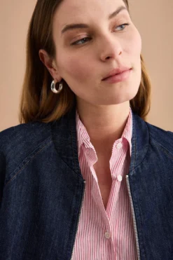 Bomber di Jeans Sfoderato con Zip - DENIM