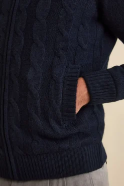 Bomber in Cashmere con Cappuccio e Pelliccia - BLU