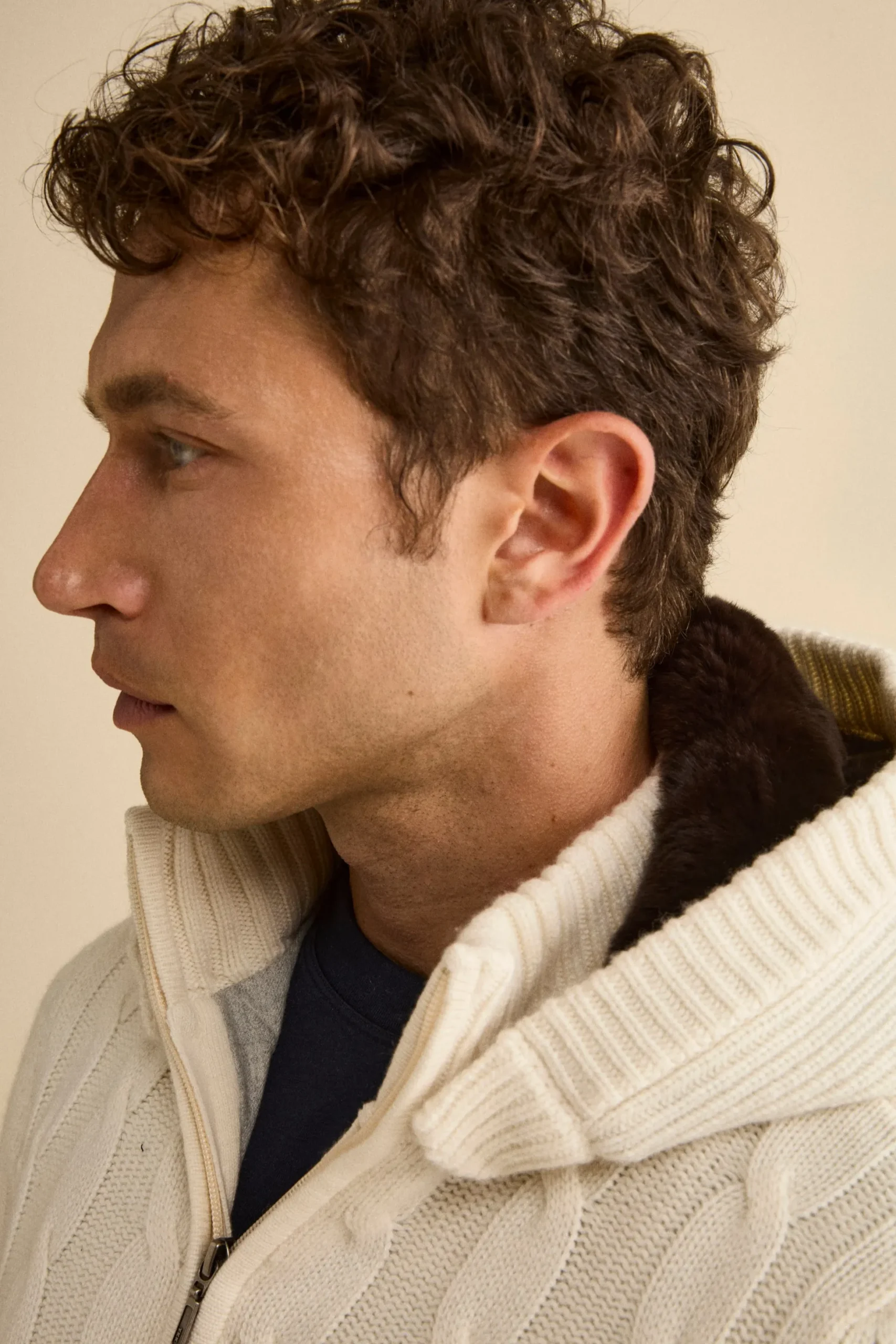 Bomber in Cashmere con Cappuccio e Pelliccia - BIANCO