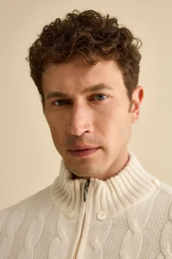 Bomber in Cashmere con Cappuccio e Pelliccia - BIANCO