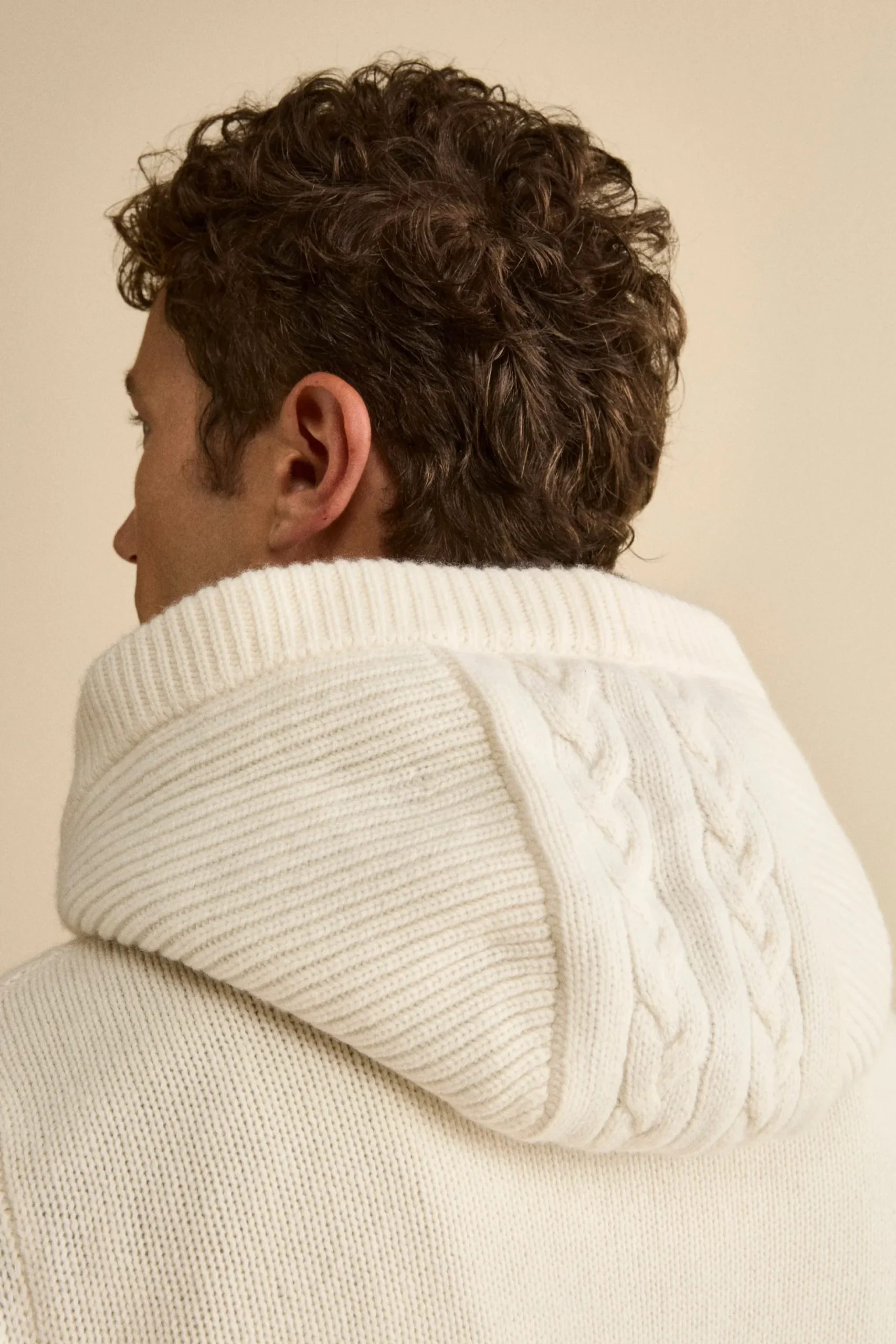 Bomber in Cashmere con Cappuccio e Pelliccia - BIANCO