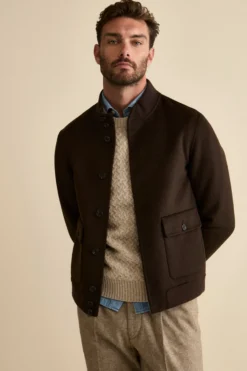Bomber in Lana con Tasche - MARRONE