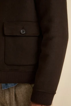 Bomber in Lana con Tasche - MARRONE