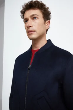 Bomber in Lana con Zip - NAVY