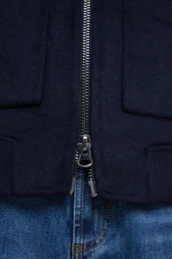 Bomber in Lana con Zip - NAVY