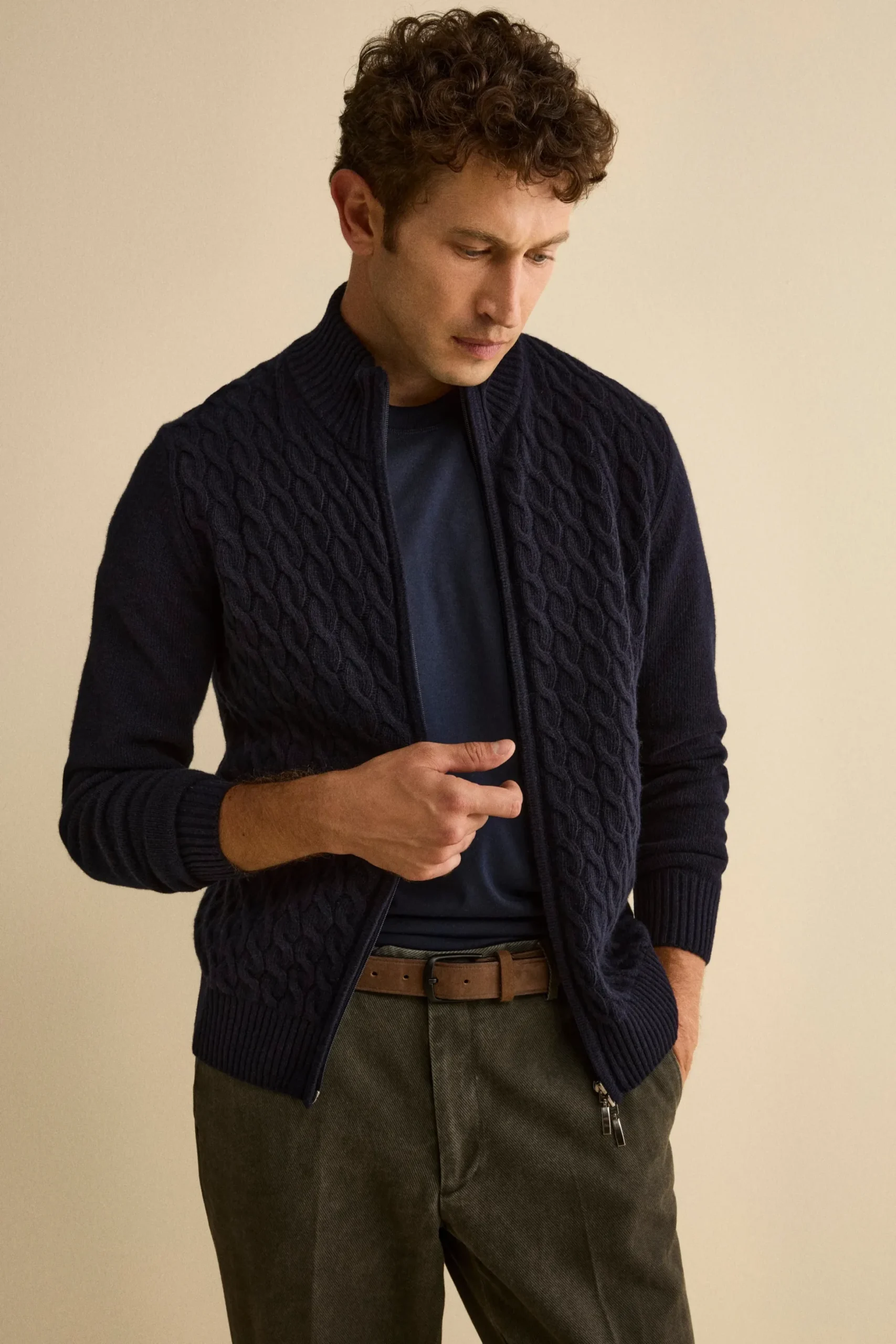 Bomber Lupetto a Trecce in Lana - BLU