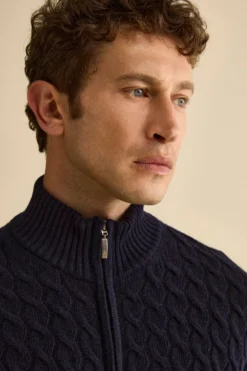 Bomber Lupetto a Trecce in Lana - BLU