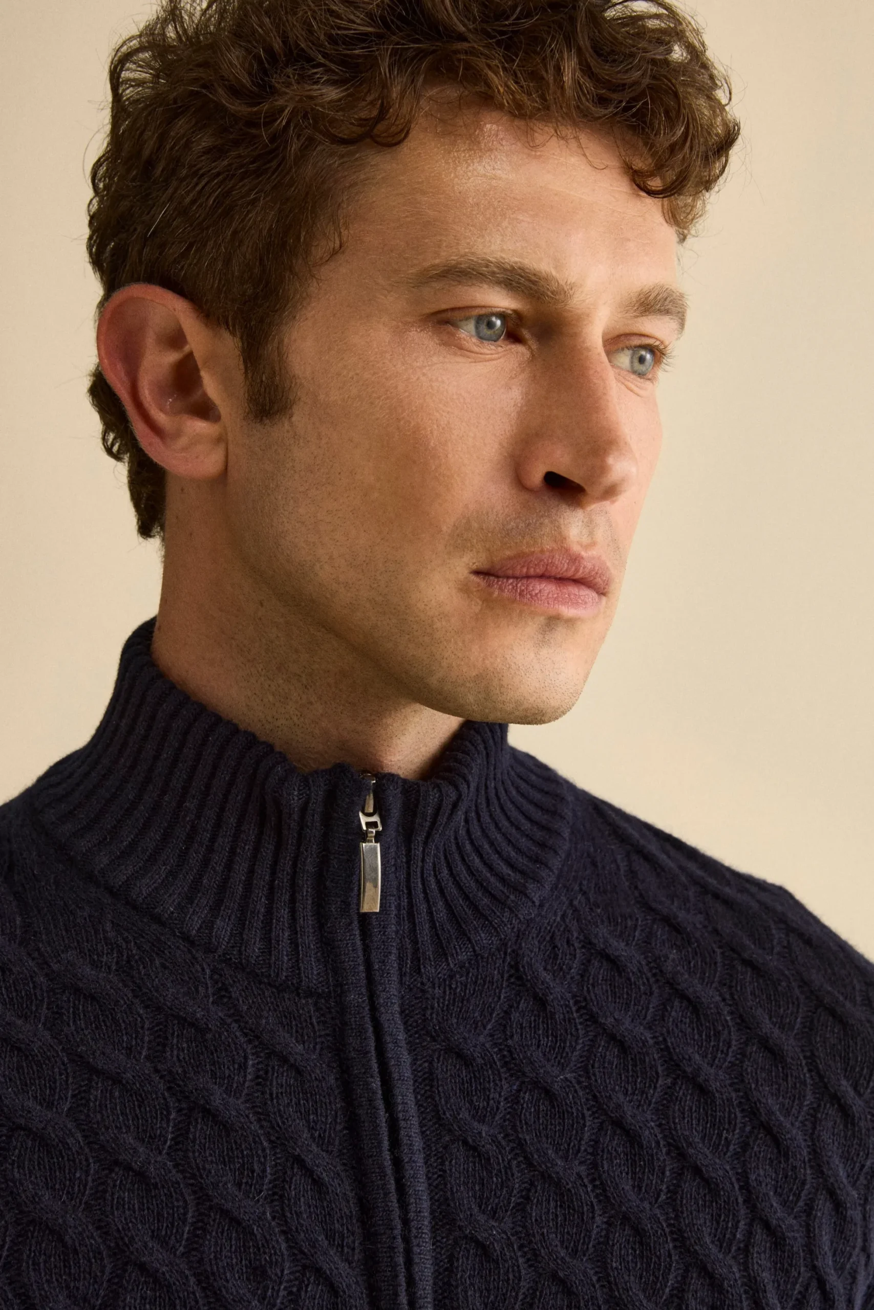 Bomber Lupetto a Trecce in Lana - BLU