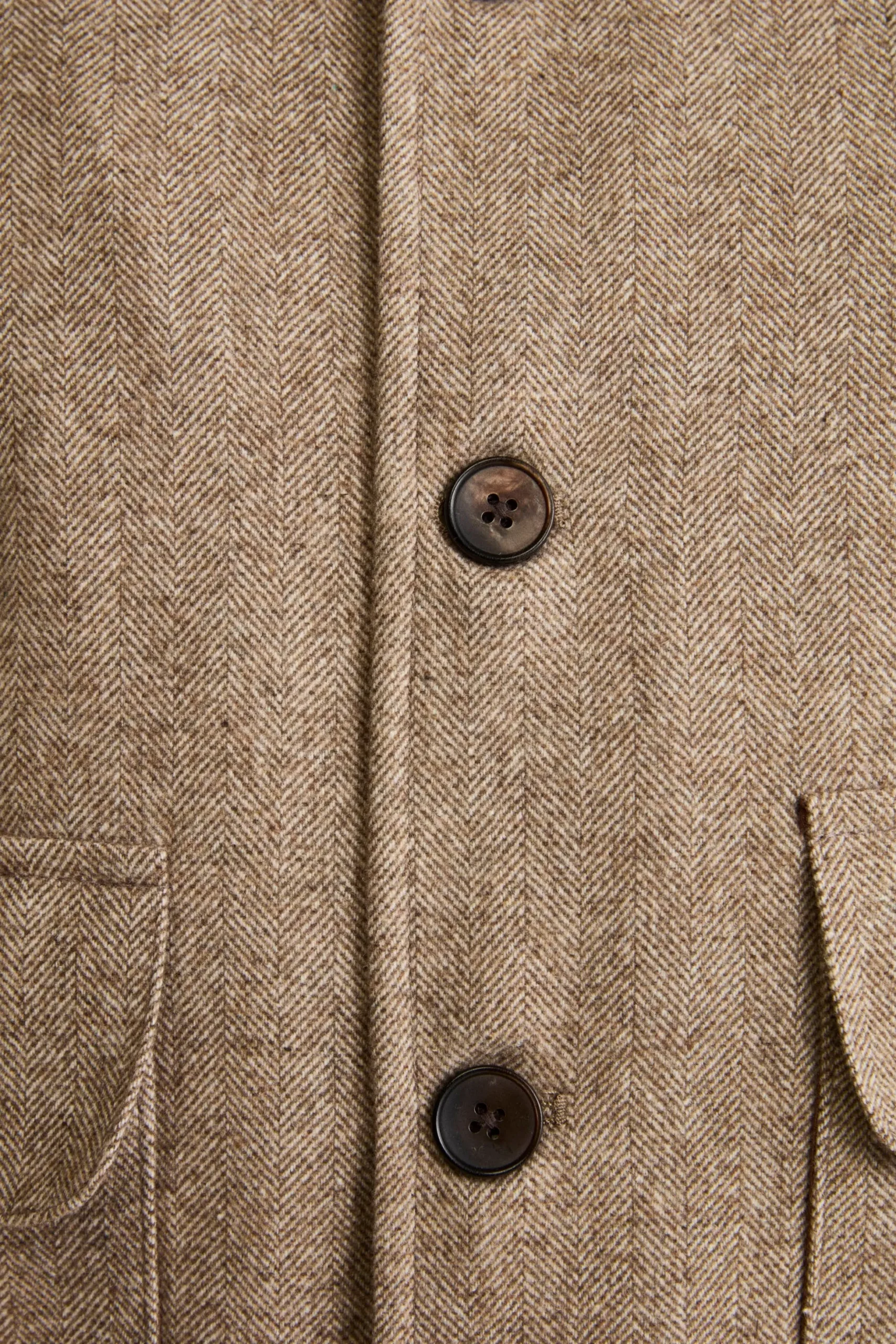 Bomber Spigato con Tasche in Misto Lana - MARRONE SPIGATO