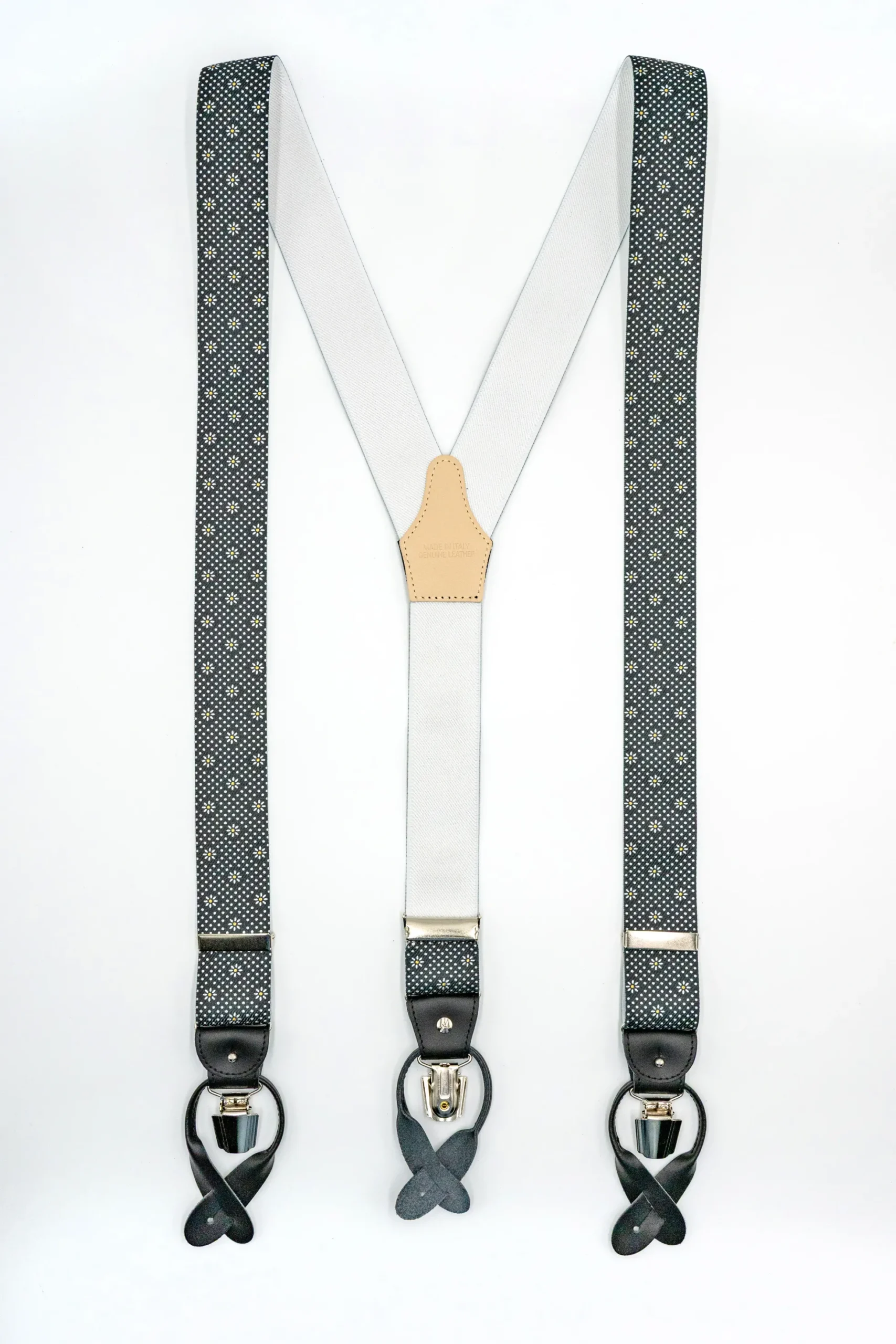 Bretelle con Clip e Asole in Pelle - FANT. BLU