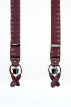 Bretelle Elasticizzate con Clip e Asole in Pelle - POIS fondo BORDEAUX