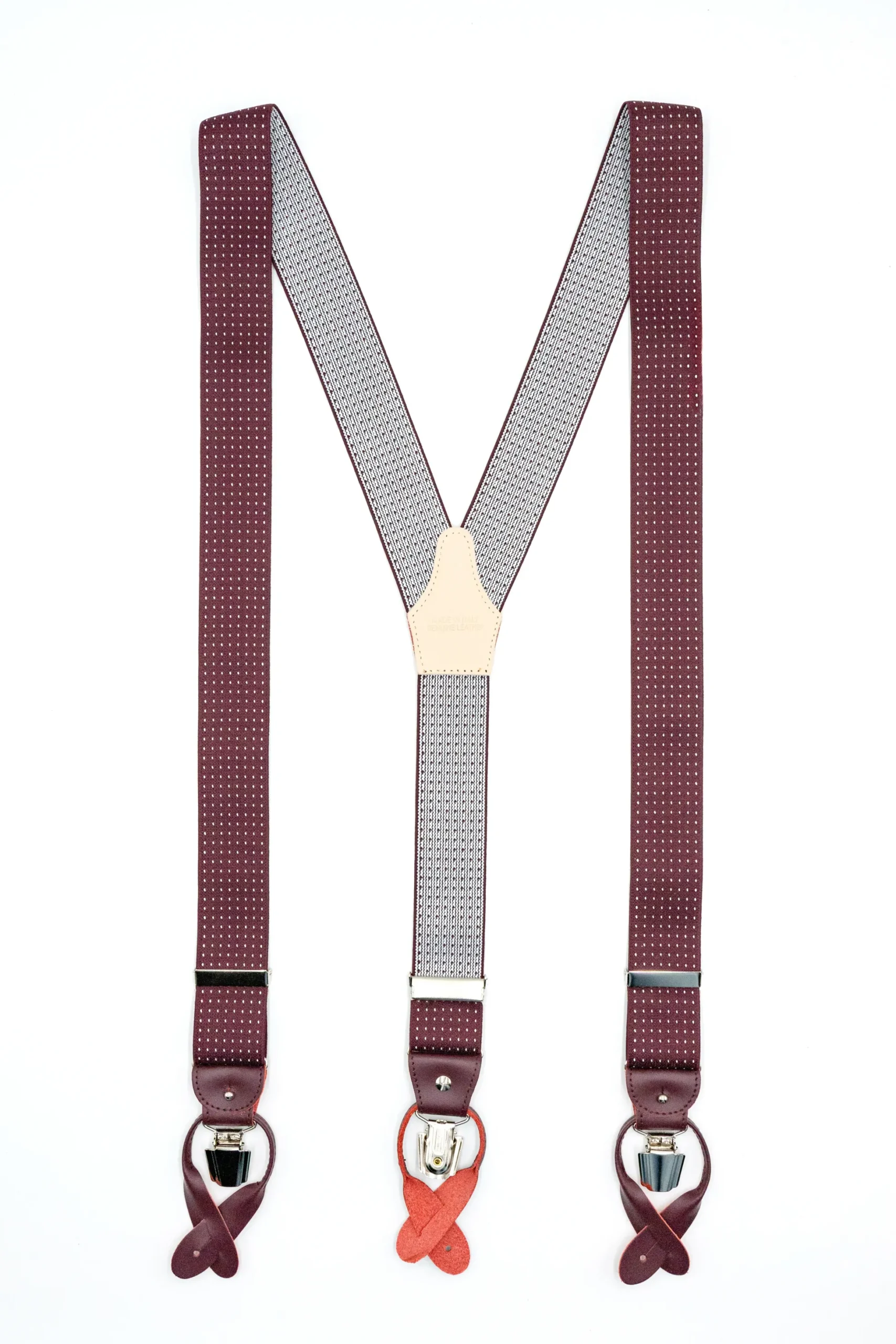 Bretelle Elasticizzate con Clip e Asole in Pelle - POIS fondo BORDEAUX