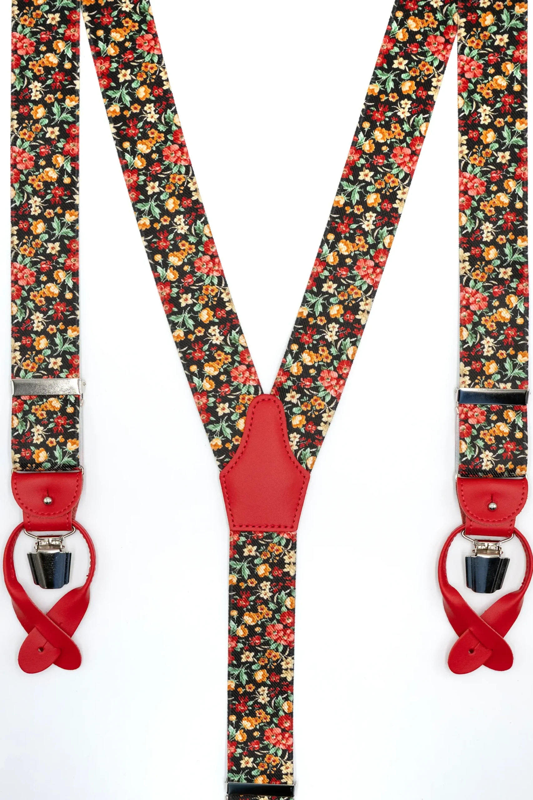 Bretelle Fantasia con Clip e Asole in Pelle - FANT. BLU/ROSSO