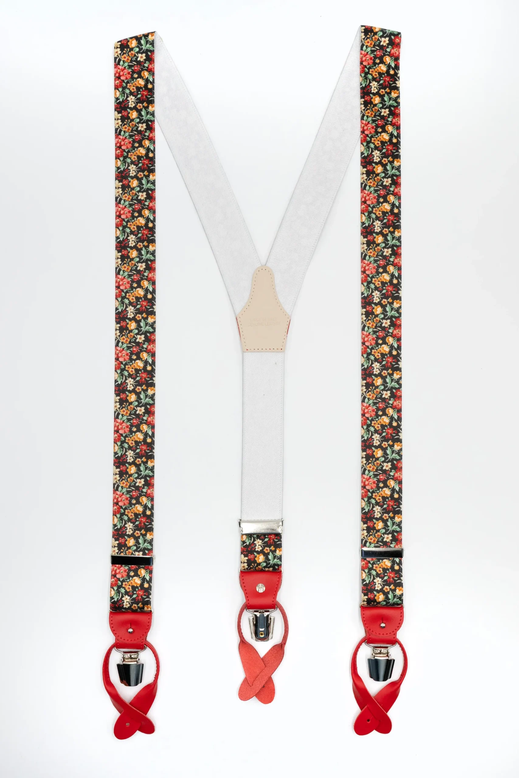Bretelle Fantasia con Clip e Asole in Pelle - FANT. BLU/ROSSO