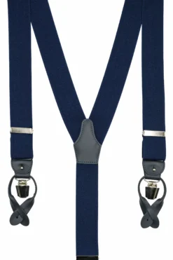 Bretelle Tinta Unita con Clip e Asole in Pelle - BLU