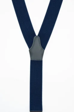 Bretelle Tinta Unita con Clip e Asole in Pelle - BLU