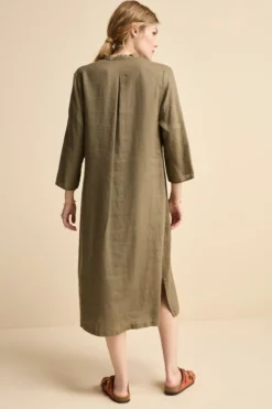 Caftano Lungo in Puro Lino - VERDE MILITARE