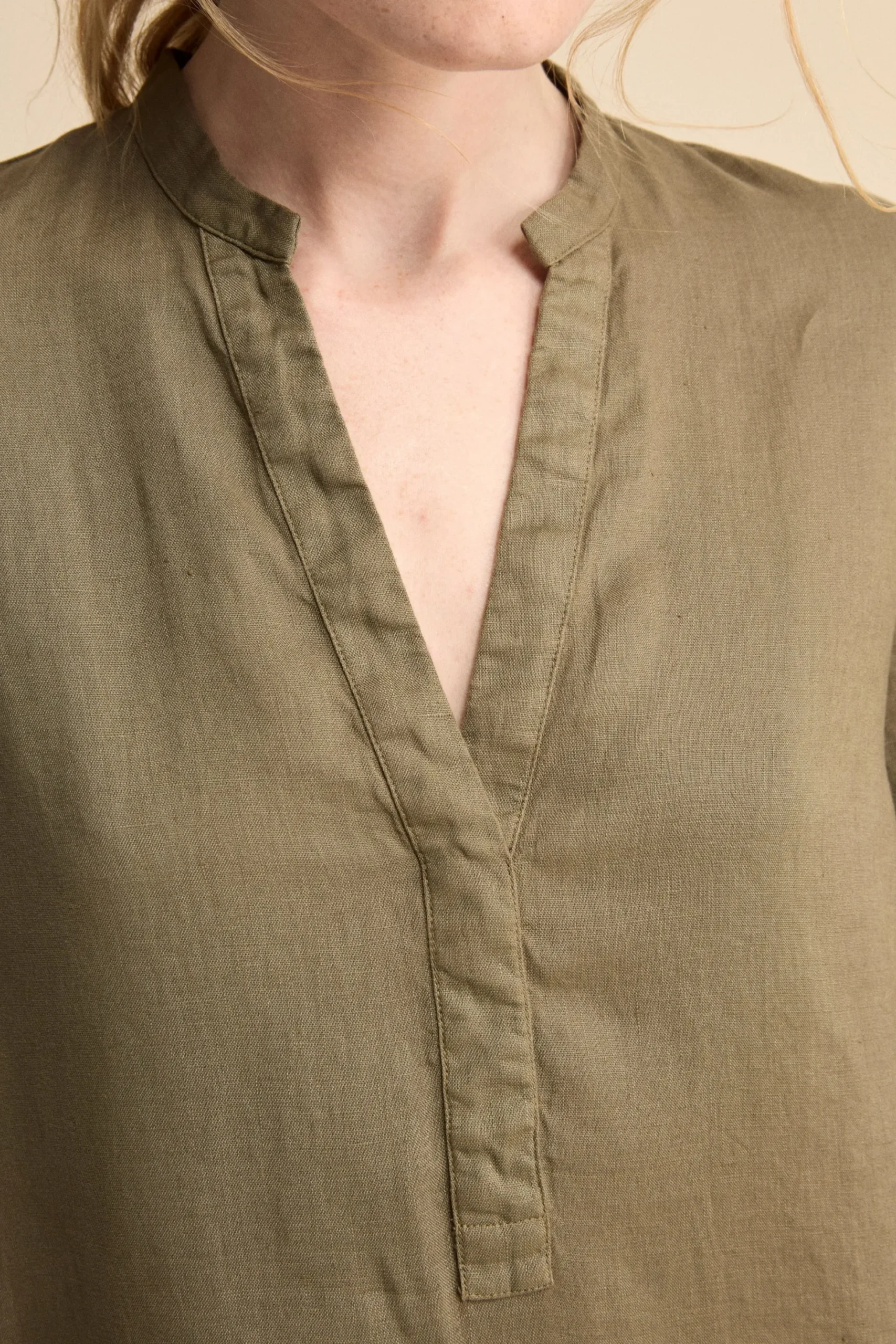 Caftano Lungo in Puro Lino - VERDE MILITARE