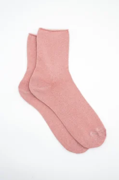 Calze Corte in Cotone con Lurex - ROSA