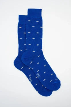 Calze Corte in Cotone Fantasia Pesci - BLU/GRIGIO