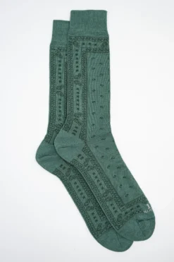 Calze Corte in Cotone Fantasia Bandana - VERDE