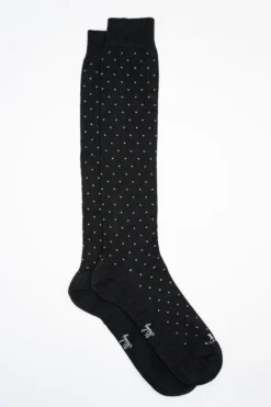 Calze Lunghe in Cotone Fantasia Quadretti - NERO/GRIGIO