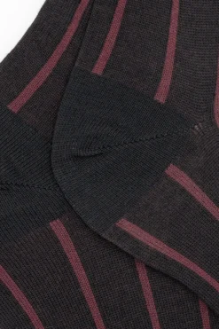 Calze Lunghe Rigate in Cotone - NERO/ROSSO