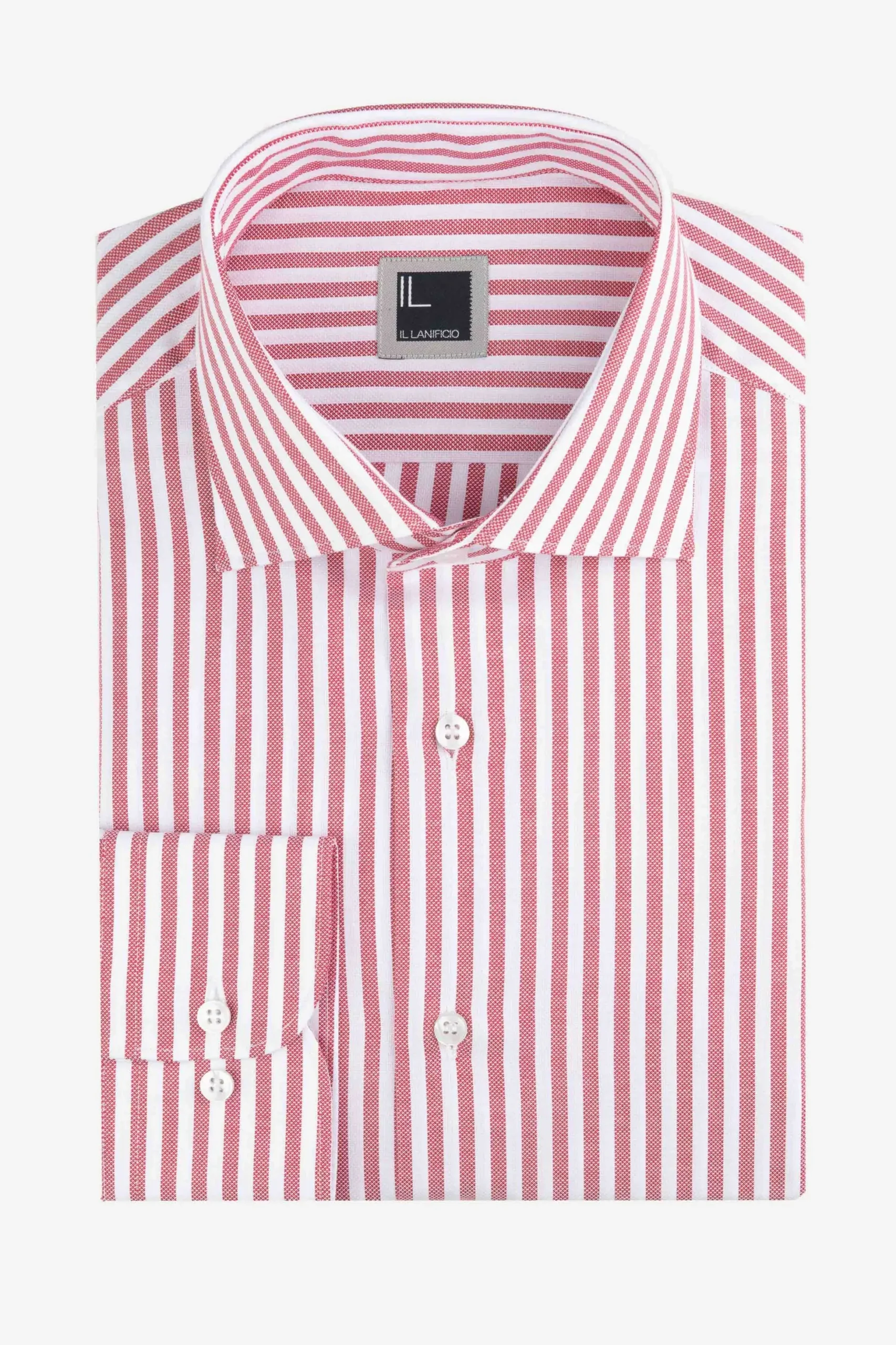 Camicia a righe collo francese - RIGATO BIANCO/ROSSO