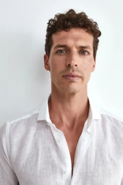 Camicia Bianca in Lino Slim Fit - BIANCO