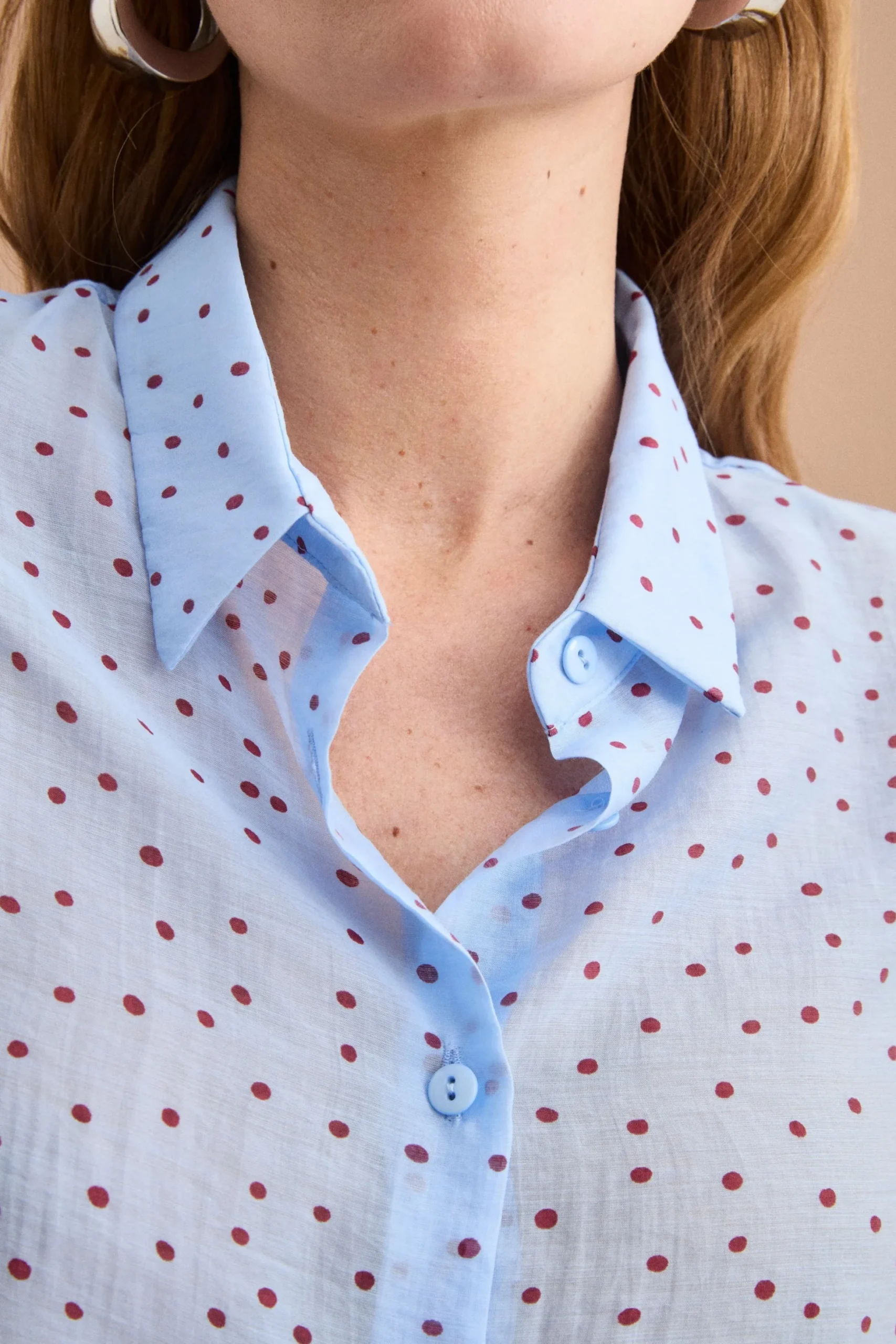 Camicia Boxy con Manica Lunga - POIS BORDEAUX
