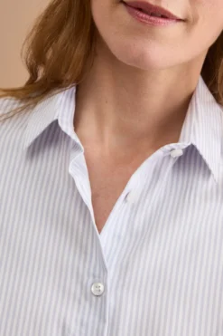 Camicia Boxy Fantasia in Cotone - GRIGIO RIGATO