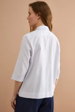 Camicia Boxy Fantasia in Cotone - GRIGIO RIGATO