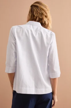 Camicia Boxy in cotone a Righe - GRIGIO RIGATO
