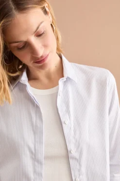 Camicia Boxy in cotone a Righe - GRIGIO RIGATO