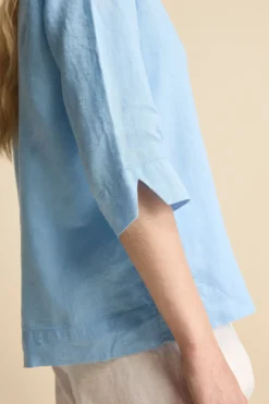 Camicia Boxy in Lino - AZZURRO
