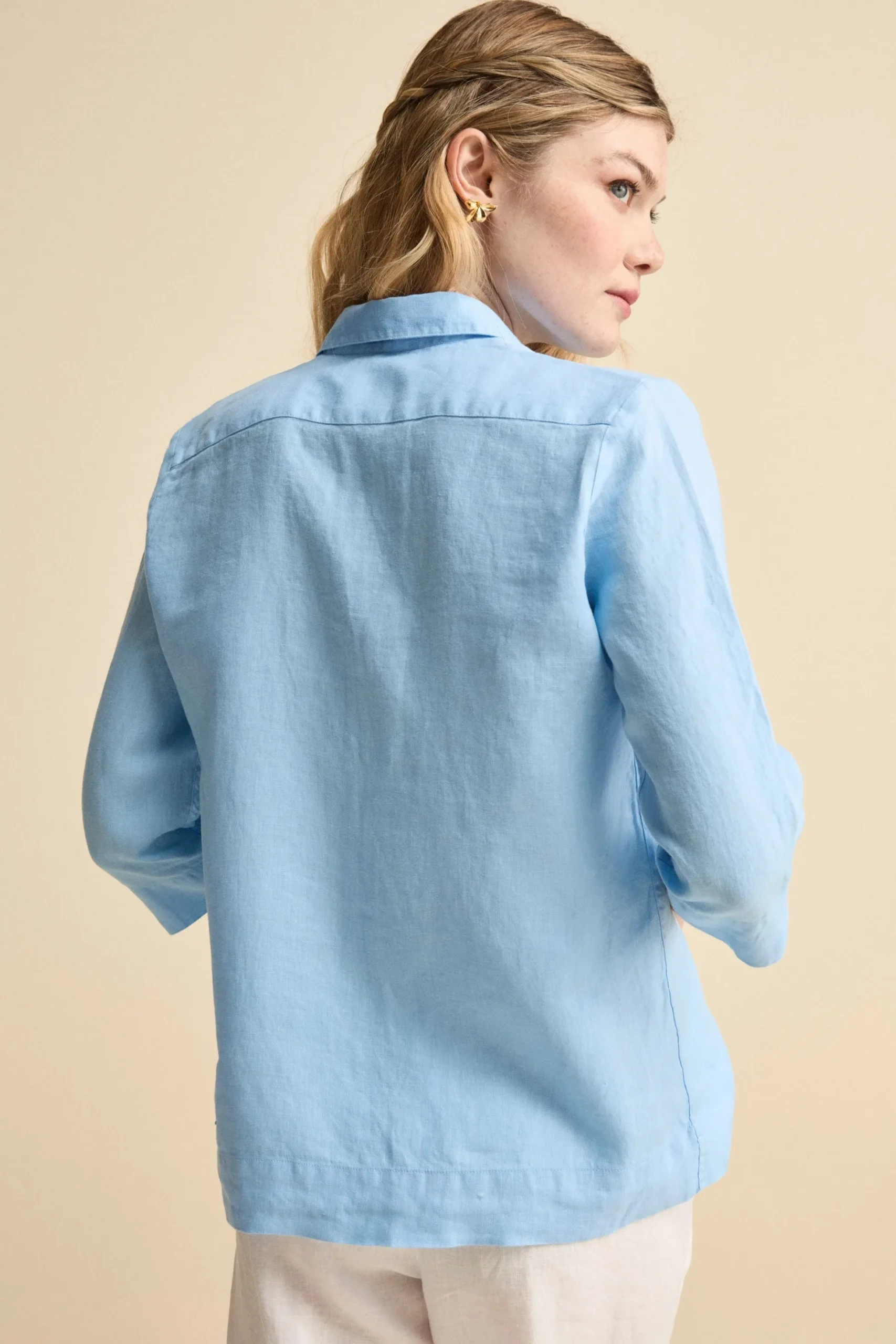 Camicia Boxy in Lino - AZZURRO