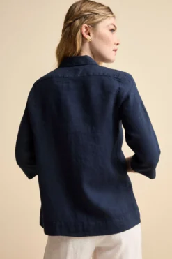 Camicia Boxy in Lino - NAVY
