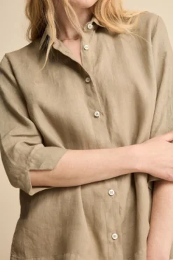 Camicia Boxy in Lino - TORTORA