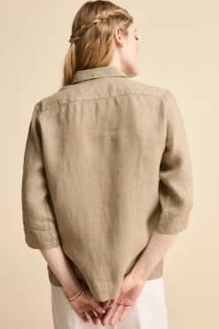Camicia Boxy in Lino - TORTORA