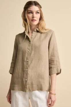 Camicia Boxy in Lino - TORTORA