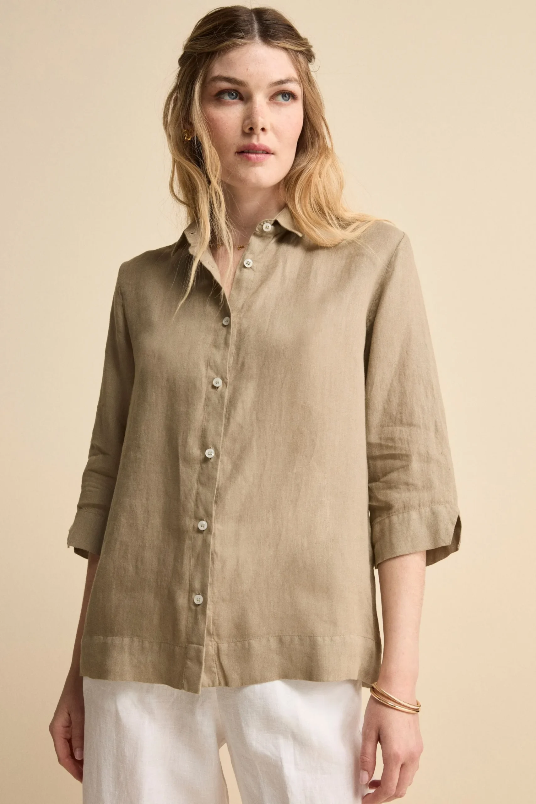Camicia Boxy in Lino - TORTORA