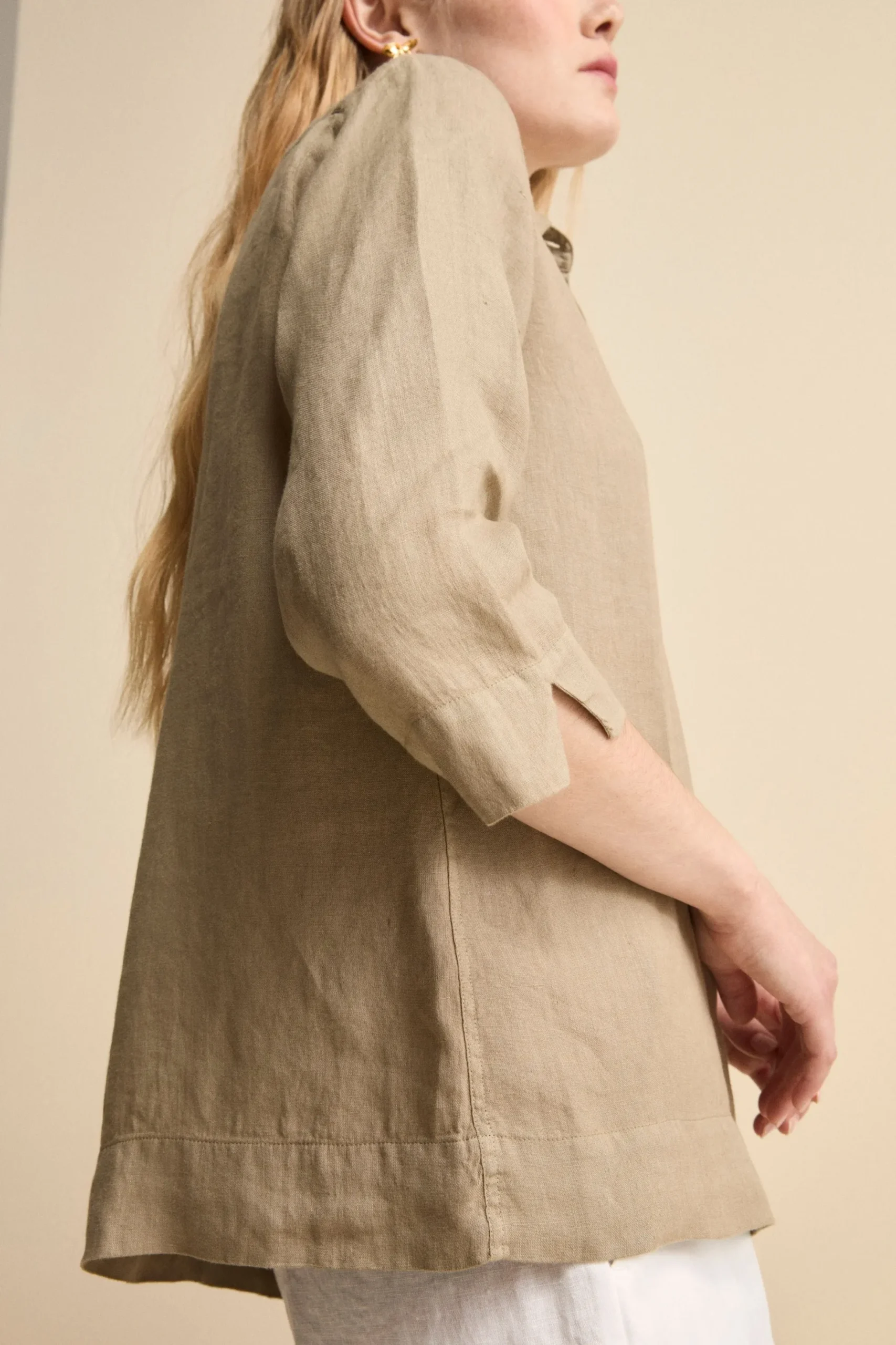Camicia Boxy in Lino - TORTORA