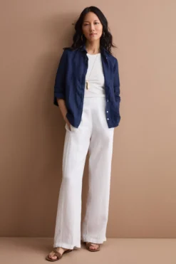 Camicia Boxy Morbida in Lino - NAVY