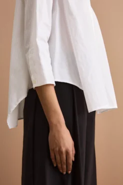 Camicia Boxy Over Fantasia in Cotone - BIANCO RIGATO