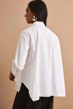 Camicia Boxy Over Fantasia in Cotone - BIANCO RIGATO