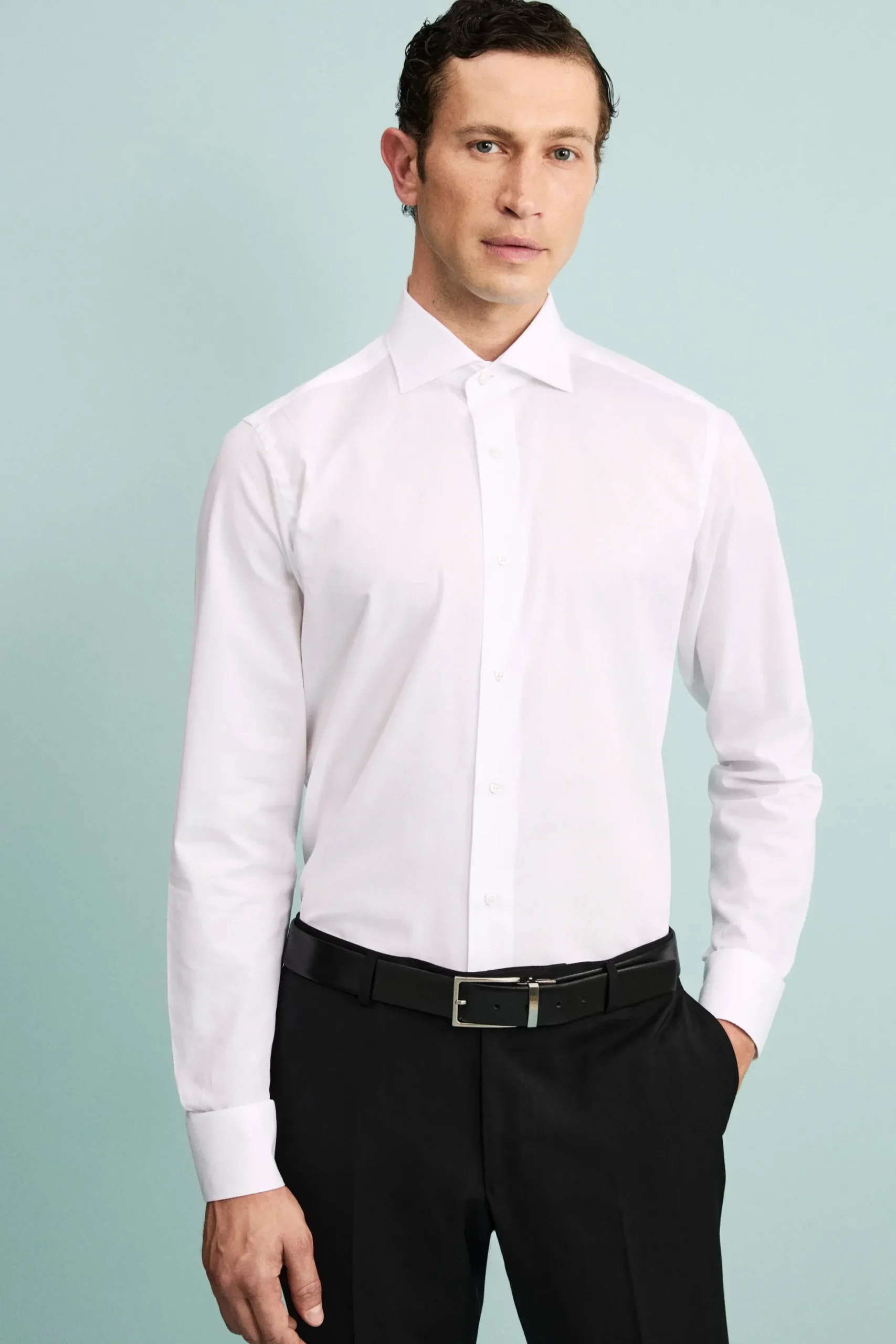 Camicia Cerimonia Slim Fit in Cotone - BIANCO